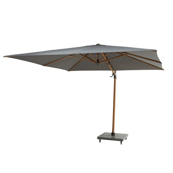4SO Siesta 3m x 3m Wood Effect Cantilever Parasol with Granite Base, Wheels & Cover in Charcoal