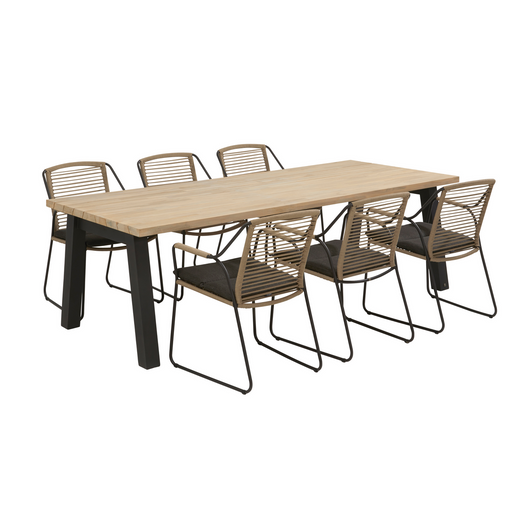 Scandic 6 Seat Outdoor Dining Set with 240cm Derby Teak Table