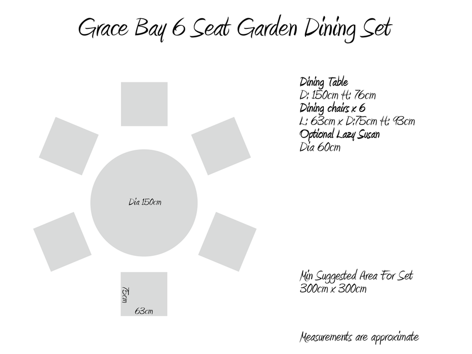 Grace Bay 6 Seat Round Garden Dining Set