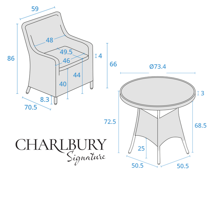 Kettler Charlbury Signature Bistro Set with 70cm Table
