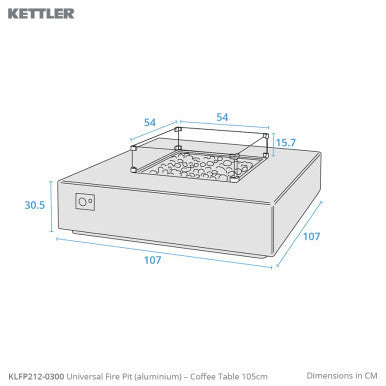 Kettler Elba Grande Corner Set in Grey with Kalos Universal Fire Pit Coffee Table 105cm