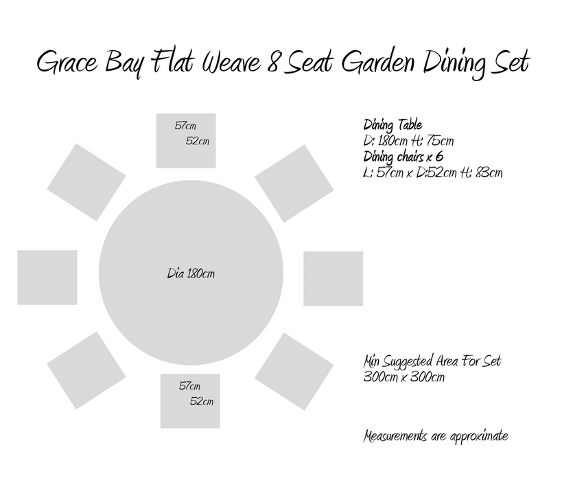 Grace Bay 8 Seat Round Flat Weave Garden Dining Set