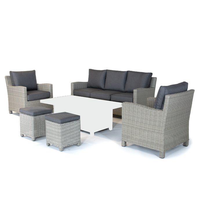 Kettler Palma Signature Sofa Set with Grey Taupe Cushion No Table | Whitewash Rattan