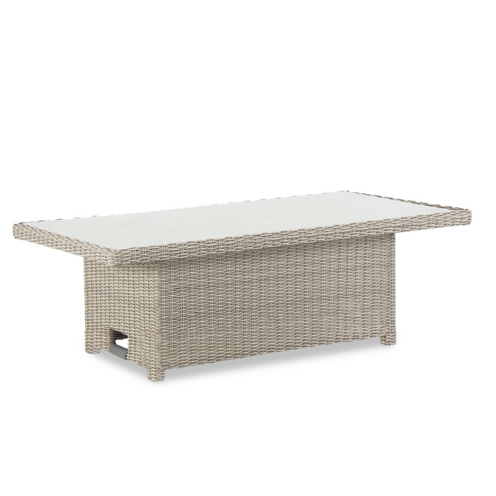 Kettler Palma Signature Adjustable High-Low Table in White Wash | Glass Top