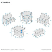 Kettler Charlbury Signature Mini Dining Corner Set with High Low Table & Weatherproof Cushions Kettler