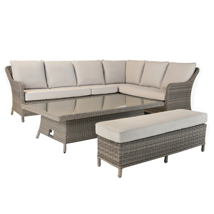 Kettler Charlbury Signature Casual Dining Corner Set with High Low Table and Weatherproof Cushions