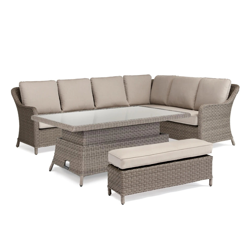 Kettler Charlbury Signature Casual Dining Corner Set with High Low Table and Weatherproof Cushions Kettler