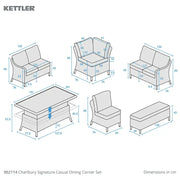 Kettler Charlbury Signature Casual Dining Corner Set with High Low Table and Weatherproof Cushions Kettler