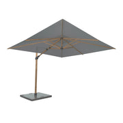 4SO Siesta 3m x 3m Wood Effect Cantilever Parasol with Granite Base, Wheels & Cover in Charcoal 4 Seasons Outdoor