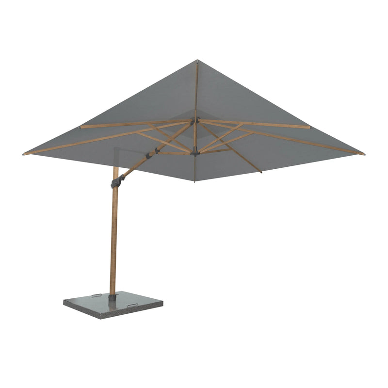 4SO Siesta 3m x 3m Wood Effect Cantilever Parasol with Granite Base, Wheels & Cover in Charcoal 4 Seasons Outdoor