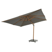 4SO Siesta 3m x 3m Wood Effect Cantilever Parasol with Granite Base, Wheels & Cover in Charcoal 4 Seasons Outdoor