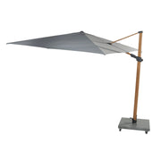4SO Siesta 3m x 3m Wood Effect Cantilever Parasol with Granite Base, Wheels & Cover in Charcoal 4 Seasons Outdoor