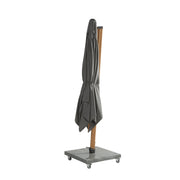 4SO Siesta 3m x 3m Wood Effect Cantilever Parasol with Granite Base, Wheels & Cover in Charcoal 4 Seasons Outdoor