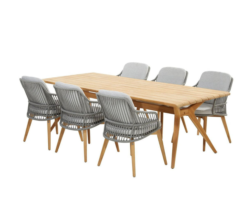 Sempre 6 Seat Outdoor Dining Set with Bel Air Teak Table