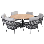 4SO Calpi 6 Seat Low Round Saba Dining Table Set 4 Seasons Outdoor