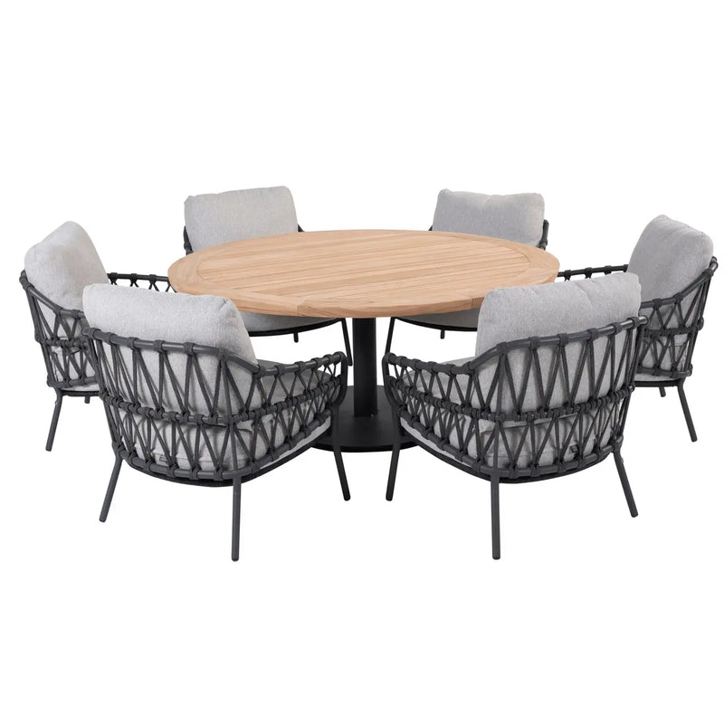 4SO Calpi 6 Seat Low Round Saba Dining Table Set 4 Seasons Outdoor