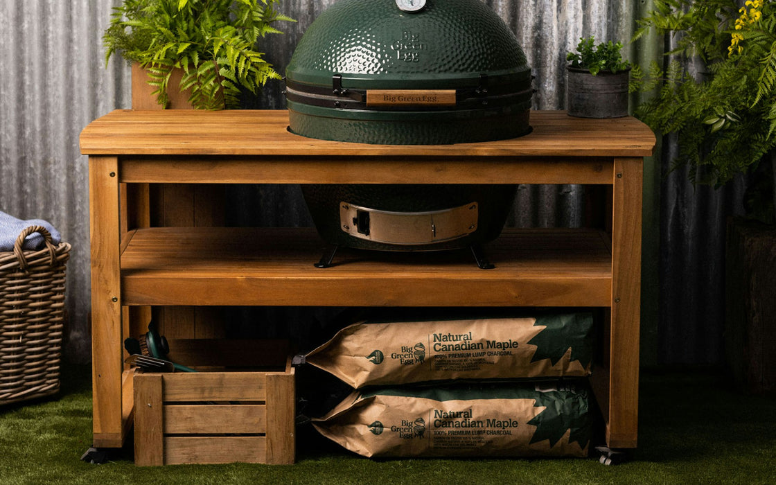 Big Green Egg Eucalyptus Table with Casters and Nest