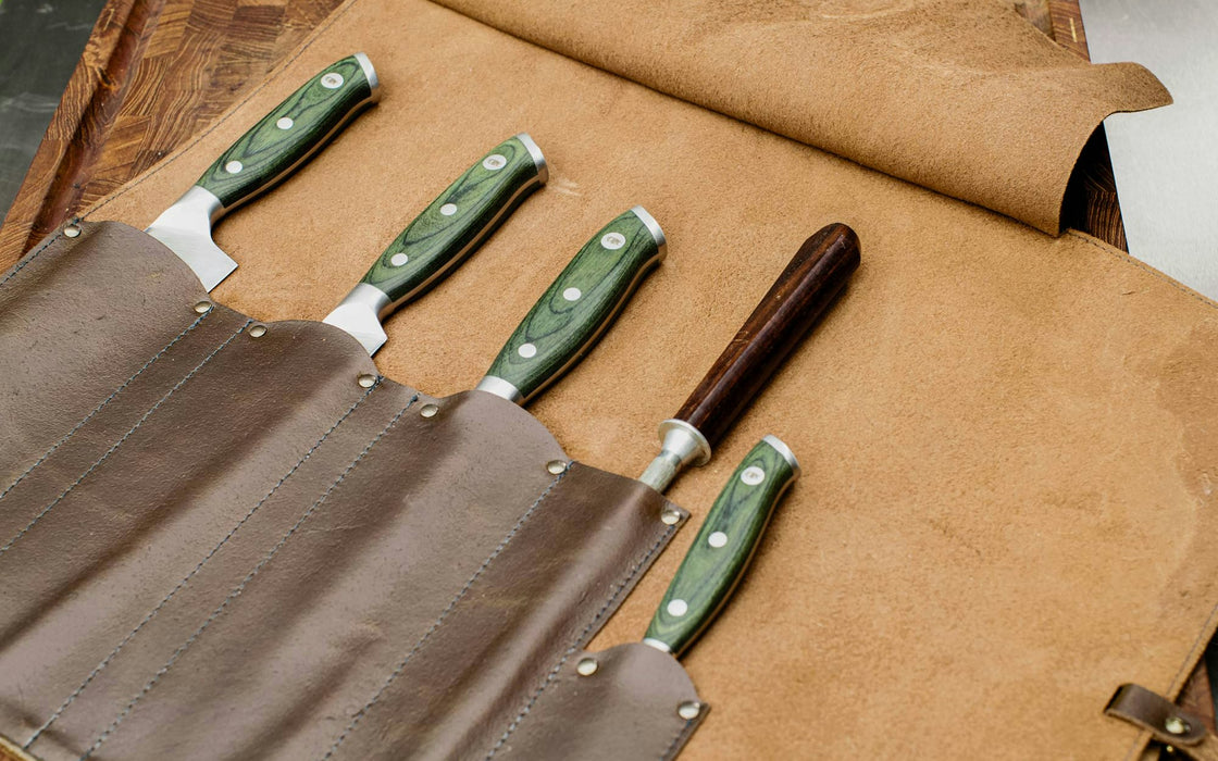 Big Green Egg Leather Knife Roll