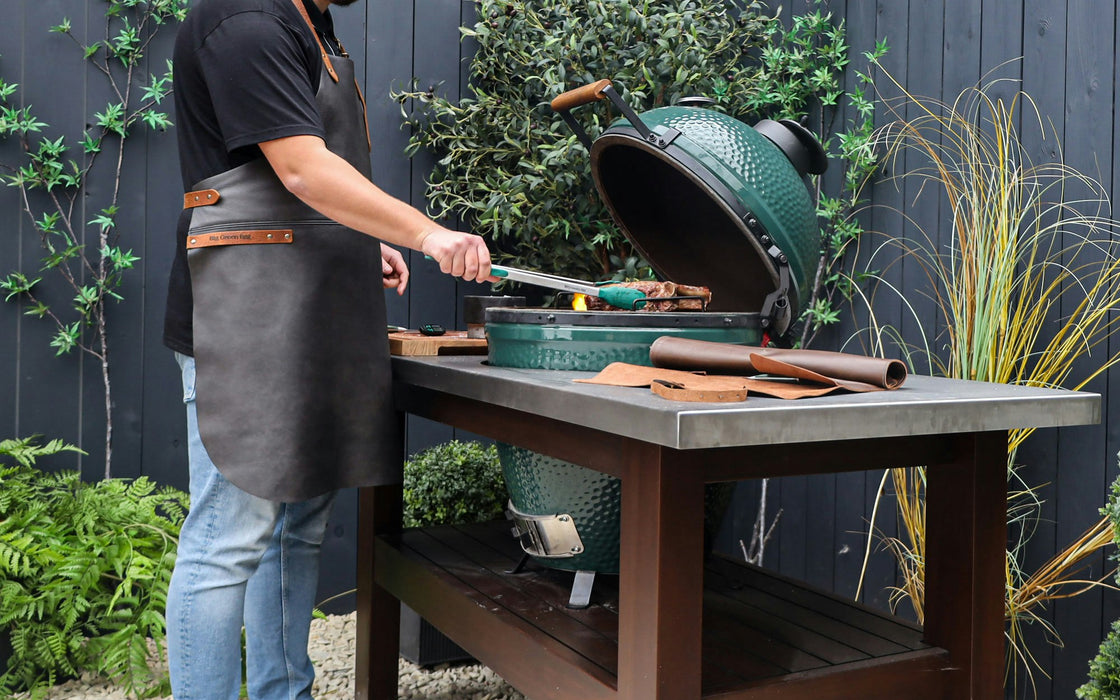 Big Green Egg Deluxe Leather Apron with Jute Bag