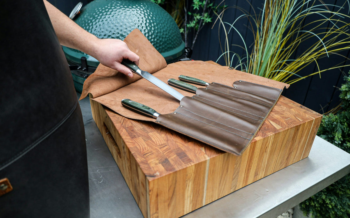 Big Green Egg Leather Knife Roll