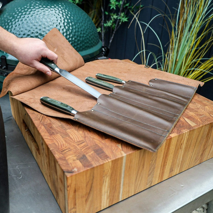 Big Green Egg Leather Knife Roll