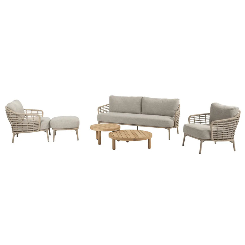 Como Outdoor Lounge Set with Footstool & Finn Teak Tables