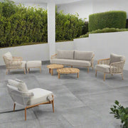 4SO Como Outdoor Lounge Set with Footstool & Finn Teak Tables 4 Seasons Outdoor