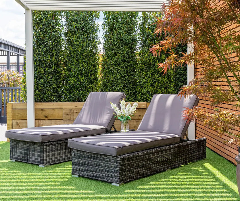 Grace Bay Rattan Sun Lounger Set Luxury Garden Furniture Free