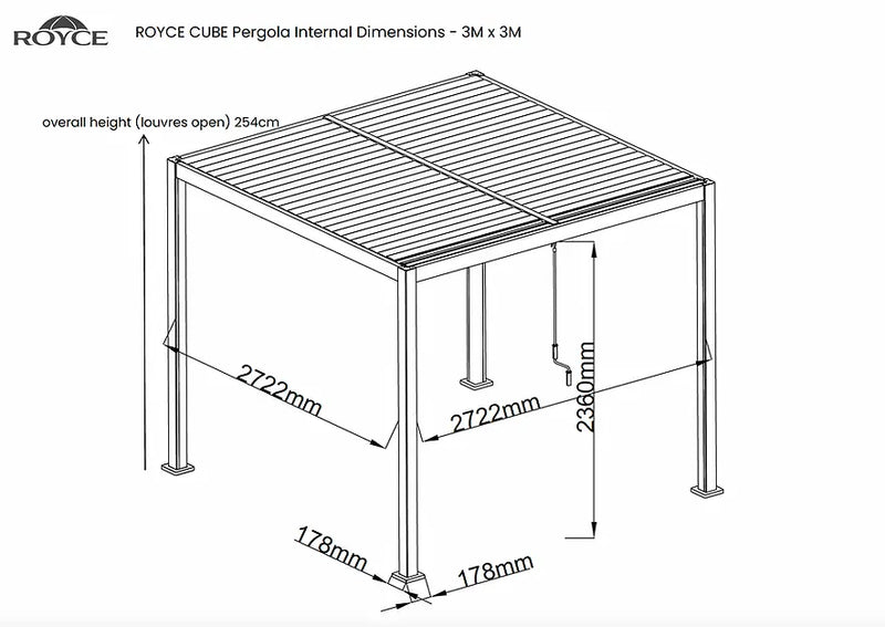 Norfolk Leisure Royce Cube Aluminium 3 x 3M Luxury Pergola with Solar LED Light Pack | Anthracite Norfolk Leisure
