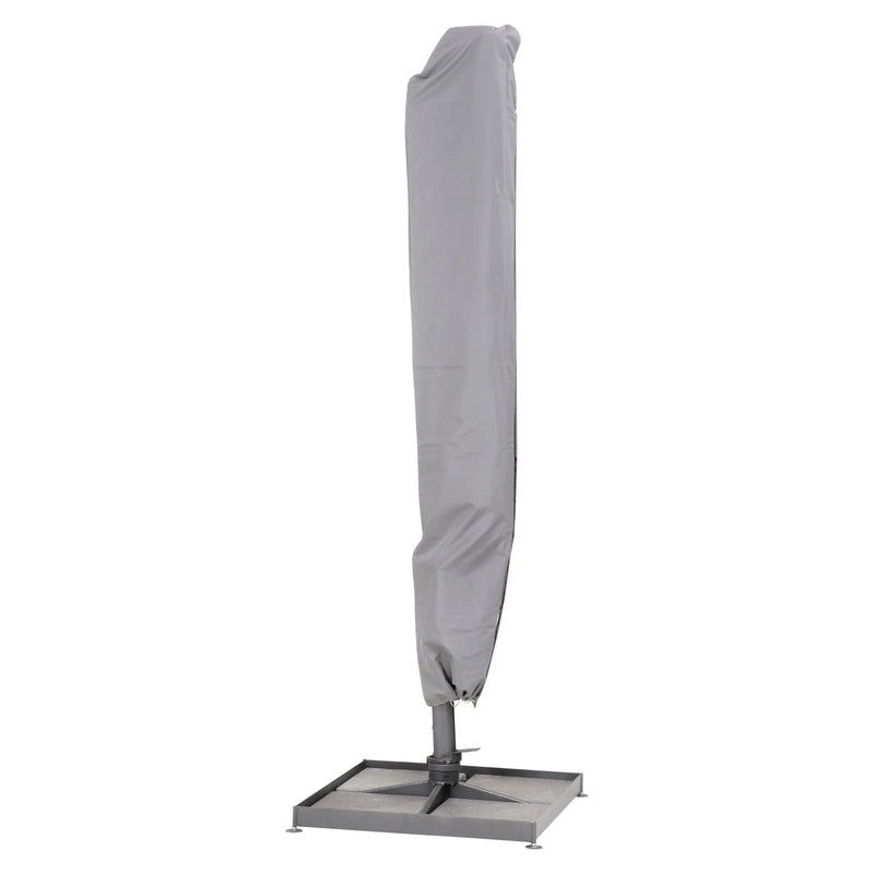 4SO Siesta 3m x 3m Wood Effect Cantilever Parasol with Granite Base, Wheels & Cover in Charcoal 4 Seasons Outdoor