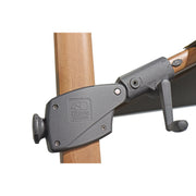 4SO Siesta 3m x 3m Wood Effect Cantilever Parasol with Granite Base, Wheels & Cover in Charcoal 4 Seasons Outdoor