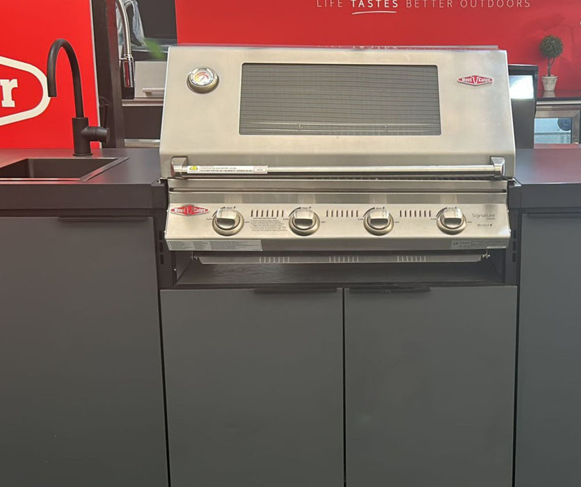 Beefeater Cabinex Outdoor Kitchen Includes S30000SS Series 4 Burner BBQ Head with stainless steel cooking tops, Fridge & Sink