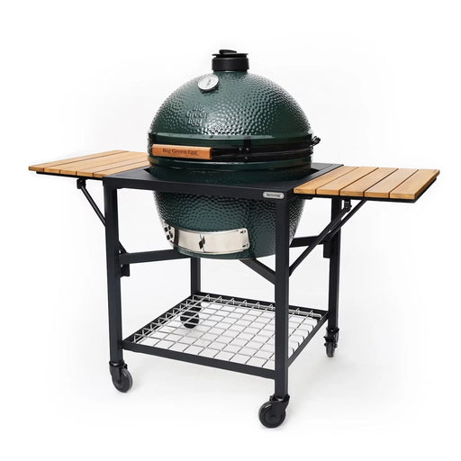 Big Green Egg Modular Nest + Foldable Acacia Shelves with Caster Wheels Big Green Egg