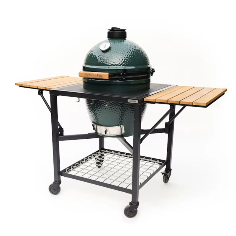 Big Green Egg Modular Nest + Foldable Acacia Shelves with Caster Wheels Big Green Egg