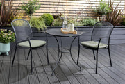 Kettler Caredo Bistro Set with 70cm Round Mesh Table, 2 Chairs with Sage Cushions Pads Kettler