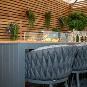 Chelsea Outdoor 6 Seat High Bar Set With Fire Pit Table | Grey Grace Bay