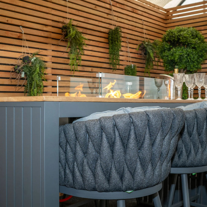 Chelsea Outdoor 6 Seat High Bar Set With Fire Pit Table | Grey Grace Bay