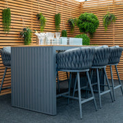 Chelsea Outdoor 6 Seat High Bar Set With Fire Pit Table | Grey Grace Bay