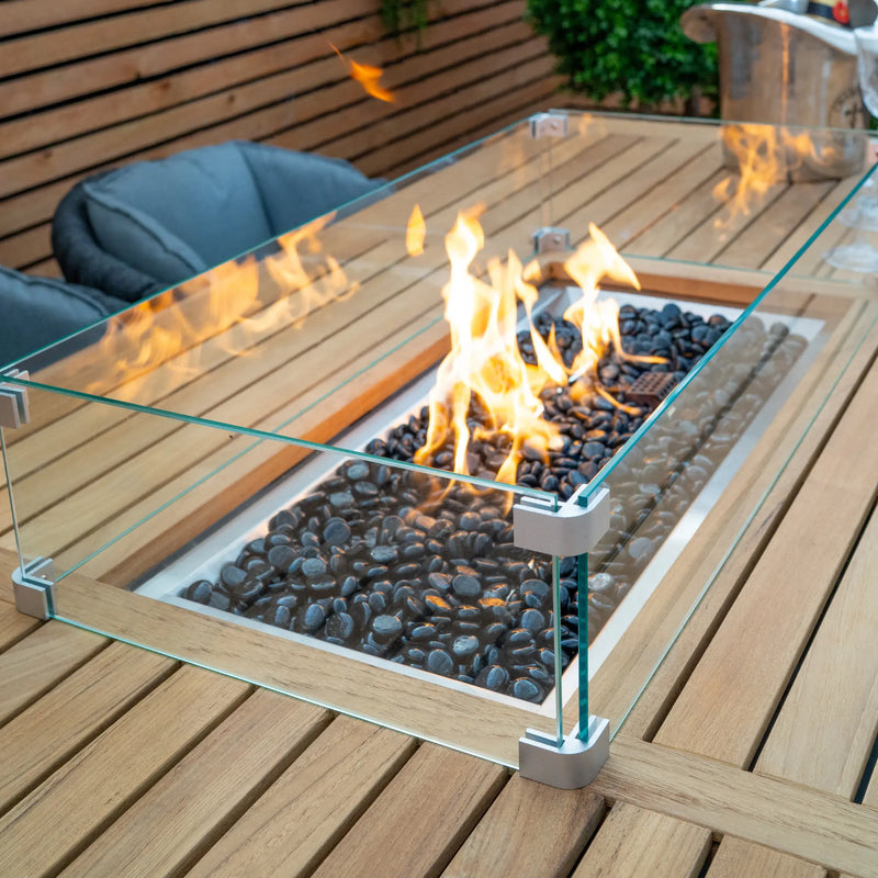 Chelsea Outdoor 6 Seat High Bar Set With Fire Pit Table | Grey Grace Bay