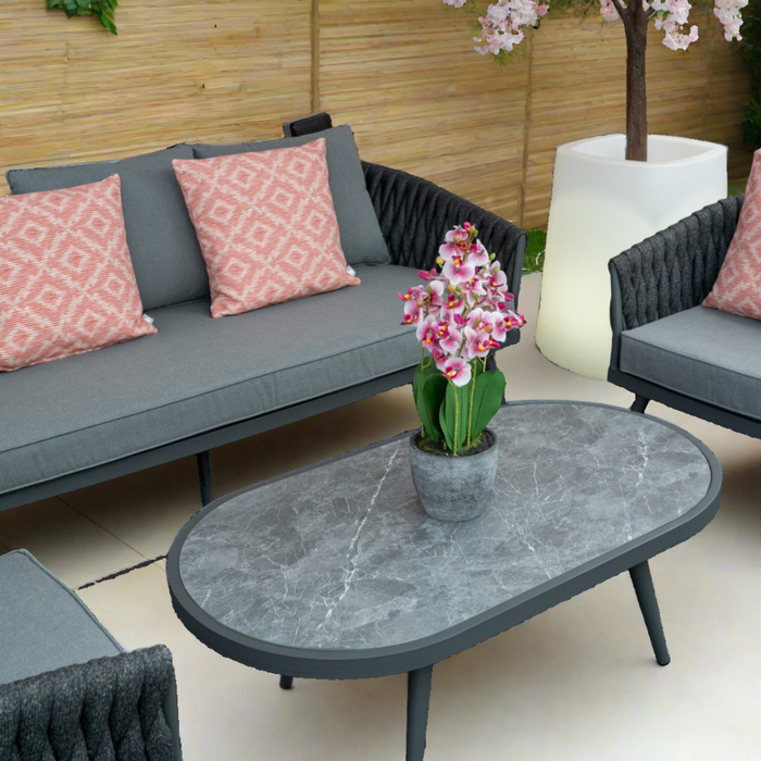 Chelsea Outdoor Sofa Set with Coffee Table | Grey | Seats 5