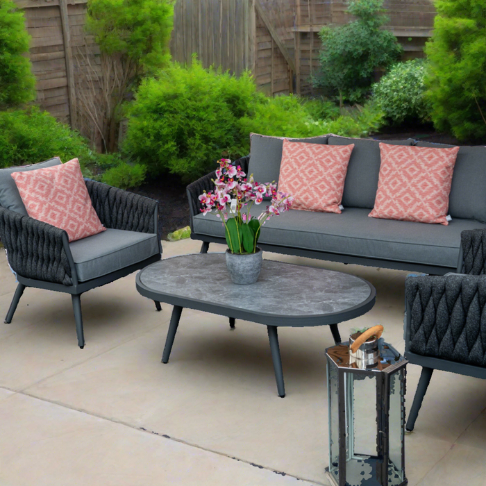 Chelsea Outdoor Sofa Set with Coffee Table | Grey | Seats 5