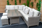Kensington Rattan Right-Hand High Corner Outdoor Dining & Lounging Set | Seats 7 Grace Bay