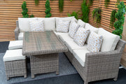 Kensington Rattan Right-Hand High Corner Outdoor Dining & Lounging Set | Seats 7 Grace Bay