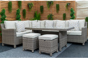 Kensington Rattan Right-Hand High Corner Outdoor Dining & Lounging Set | Seats 7 Grace Bay