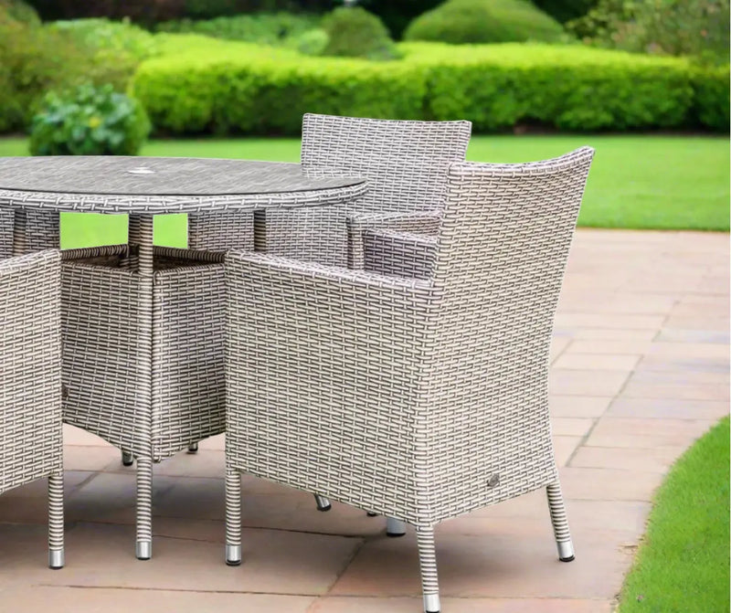 Grace Bay 8 Seat Round Flat Weave Garden Dining Set Grace Bay