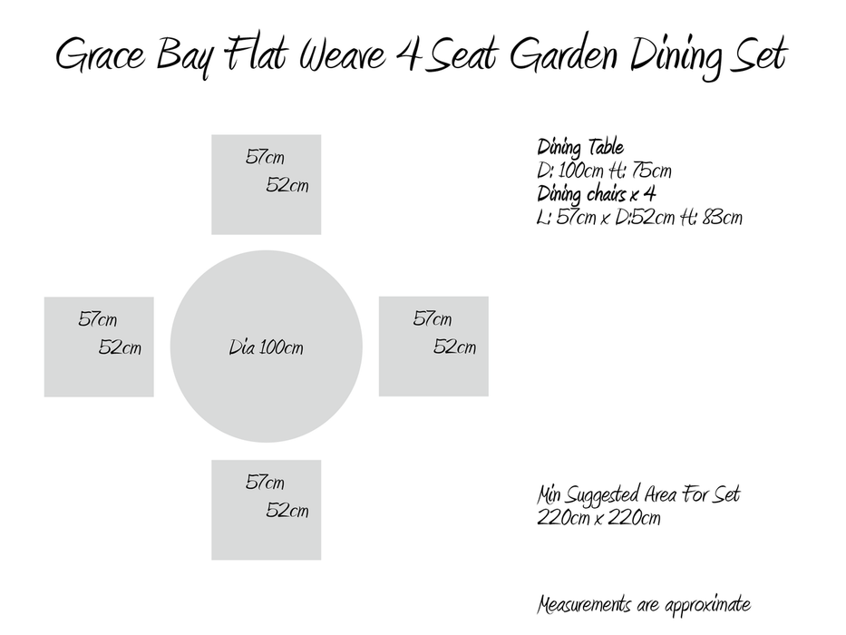 Grace Bay 4 Seat Round Flat Weave Garden Dining Set