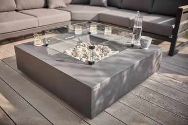 Kettler Elba Grande Corner Set in Grey with Kalos Universal Fire Pit Coffee Table 105cm