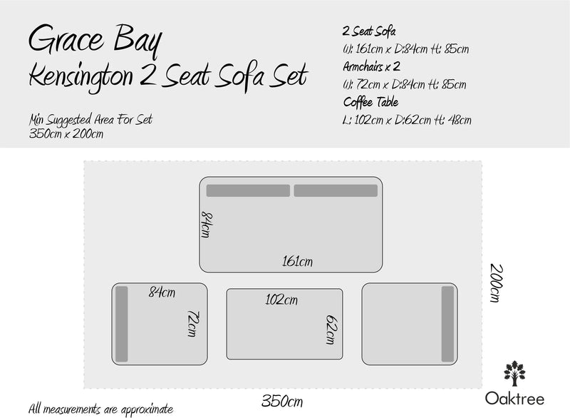 Kensington Rattan Sofa & Armchair Outdoor Set with Coffee Table | Grey | Seats 4 Grace Bay