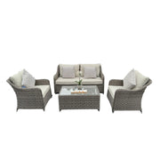 Kensington Rattan Sofa & Armchair Outdoor Set with Coffee Table | Grey | Seats 4 Grace Bay