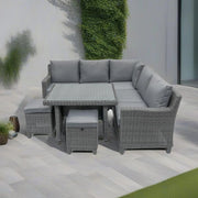 Kensington Compact Outdoor Corner Sofa Dining & Lounging Set  | Grey | Seats 6 Grace Bay